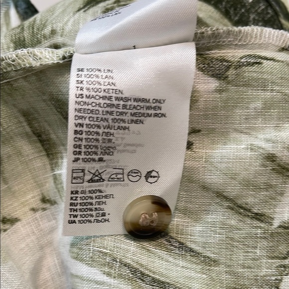 NWT H&M Premium Linen Green Palm Leaf Print Top - Picture 11 of 12